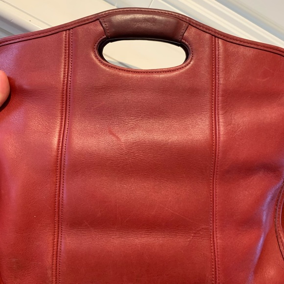 COACH 9995 LG Vtg Red Leather Bucket Satchel Bag w Cross-body Shoulder Strap - Picture 10 of 13